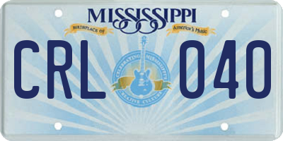 MS license plate CRL040