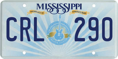 MS license plate CRL290