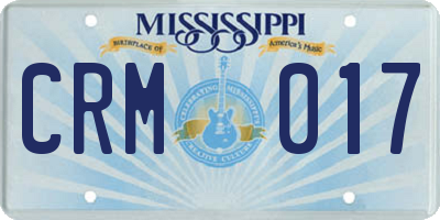 MS license plate CRM017