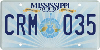 MS license plate CRM035