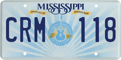 MS license plate CRM118