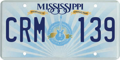 MS license plate CRM139