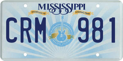 MS license plate CRM981
