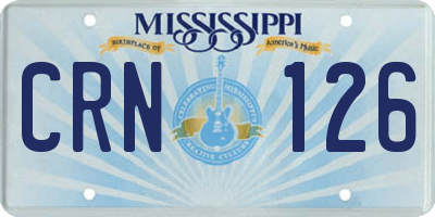 MS license plate CRN126