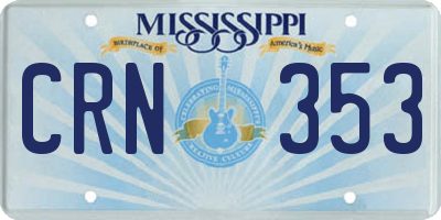 MS license plate CRN353