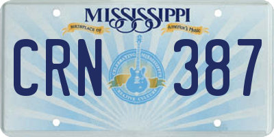 MS license plate CRN387