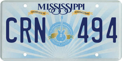 MS license plate CRN494