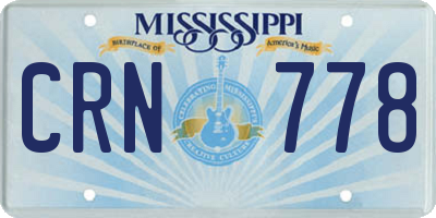 MS license plate CRN778
