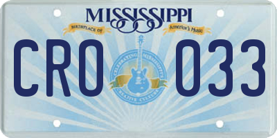 MS license plate CRO033