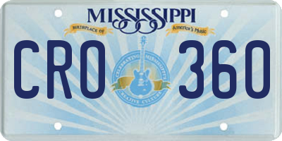 MS license plate CRO360