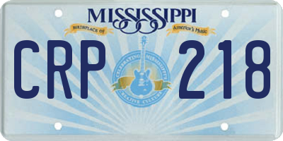 MS license plate CRP218