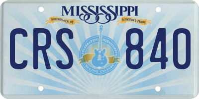MS license plate CRS840