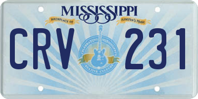 MS license plate CRV231