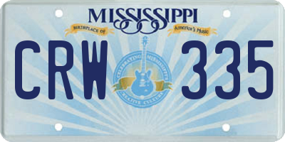 MS license plate CRW335