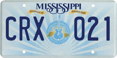 MS license plate CRX021