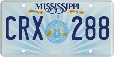 MS license plate CRX288
