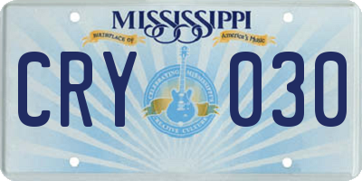 MS license plate CRY030