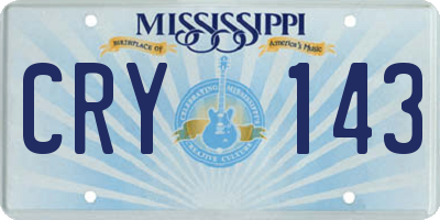 MS license plate CRY143