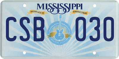 MS license plate CSB030
