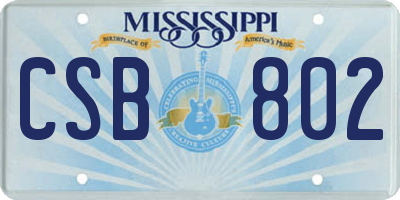 MS license plate CSB802