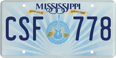 MS license plate CSF778