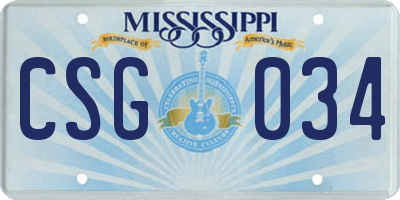 MS license plate CSG034