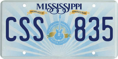 MS license plate CSS835