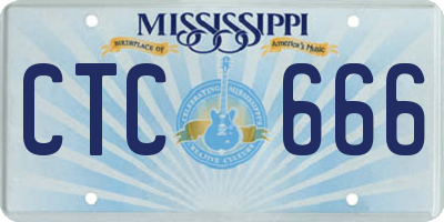 MS license plate CTC666
