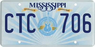 MS license plate CTC706