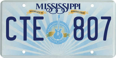 MS license plate CTE807