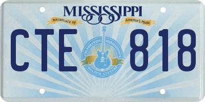 MS license plate CTE818