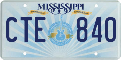 MS license plate CTE840