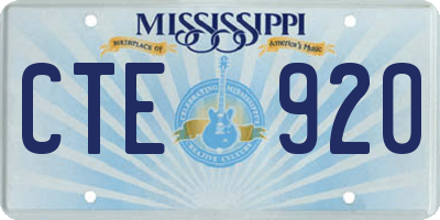 MS license plate CTE920