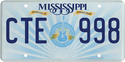 MS license plate CTE998