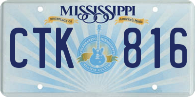 MS license plate CTK816