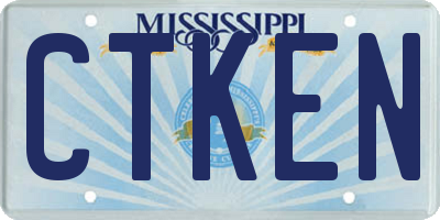 MS license plate CTKEN