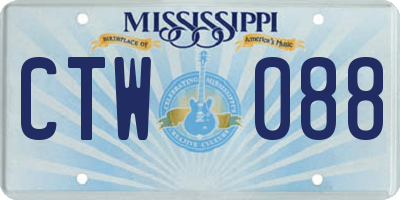 MS license plate CTW088