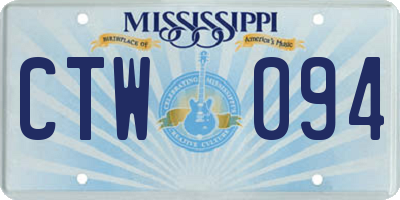MS license plate CTW094