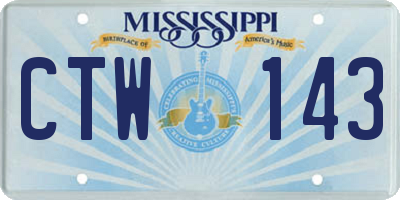 MS license plate CTW143