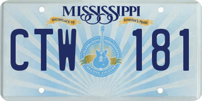 MS license plate CTW181