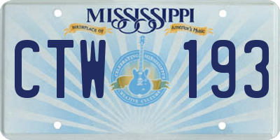 MS license plate CTW193