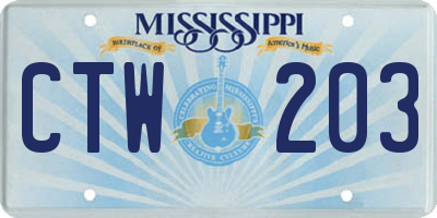 MS license plate CTW203