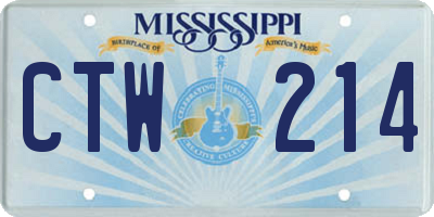 MS license plate CTW214