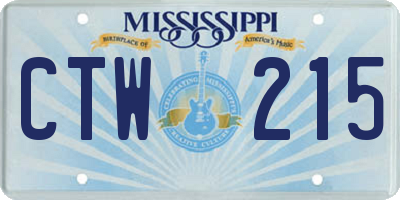 MS license plate CTW215