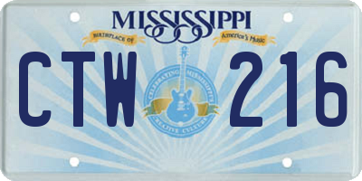 MS license plate CTW216