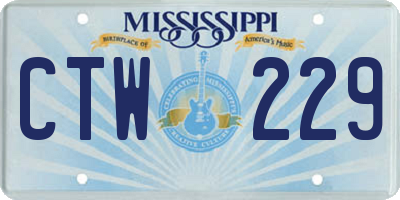 MS license plate CTW229