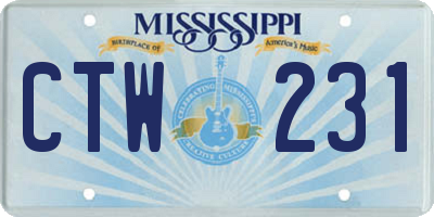 MS license plate CTW231