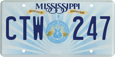 MS license plate CTW247