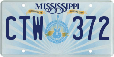 MS license plate CTW372