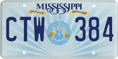 MS license plate CTW384